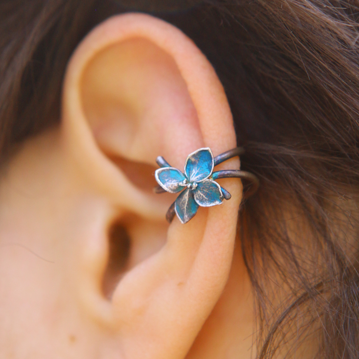 Cuff in silver, Hydrangea , фото 2