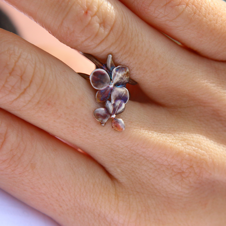 Cuff in silver, Hydrangea , фото 2