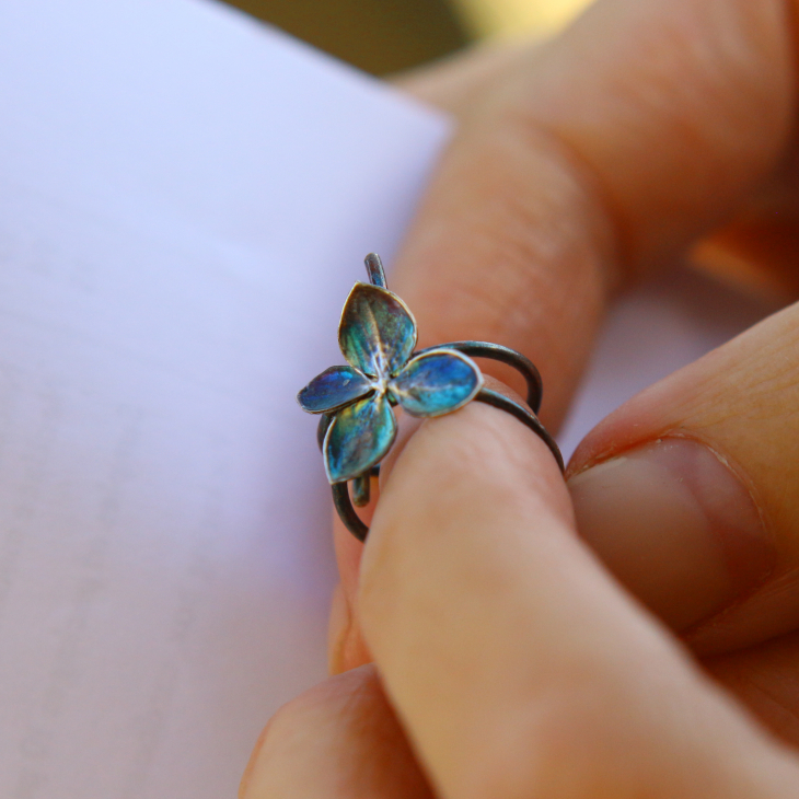 Cuff in silver, Hydrangea , фото 2