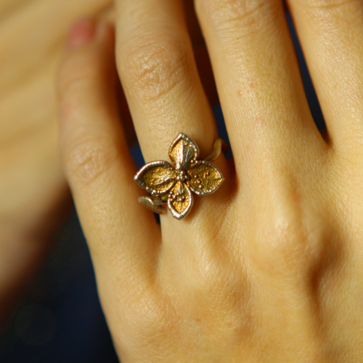 Ring in silver, Hydrangea , фото 3