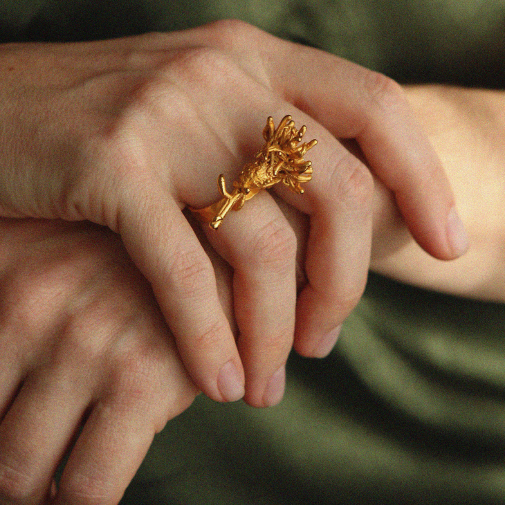 Кольцо в золоте Fleur de Magique, Василек, фото 3