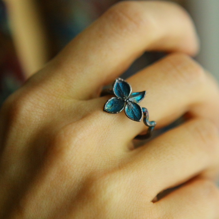 Ring in silver, Hydrangea , фото 1