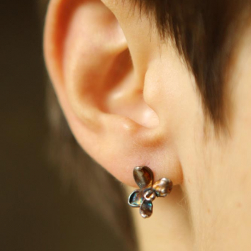 Lilac flower earrings in colored silver