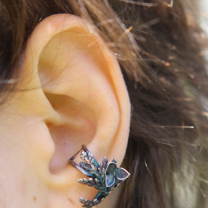 Cuff in silver, Thuja and Hydrangea , фото 4