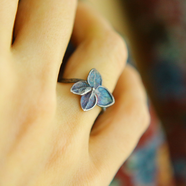 Ring in silver, Hydrangea , фото 1