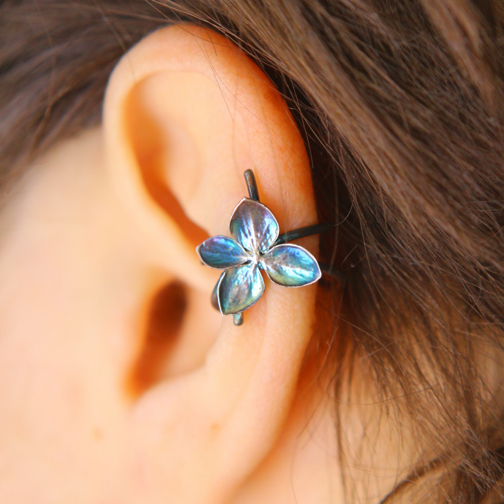 Cuff in silver, Hydrangea , фото 1