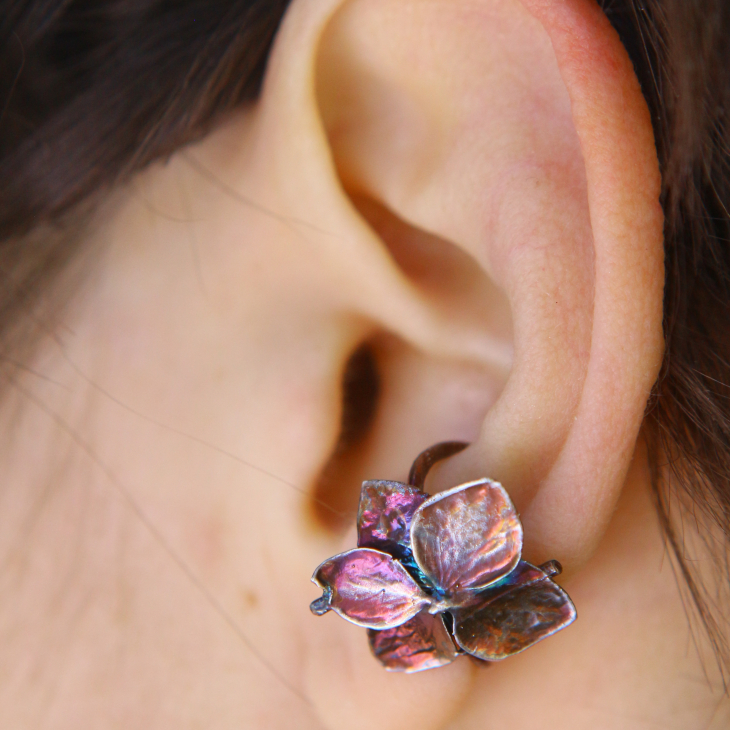 Cuff in silver, Hydrangea , фото 1