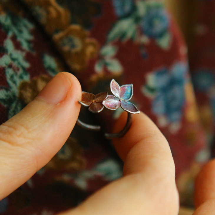 Ring in silver, Hydrangea , фото 2