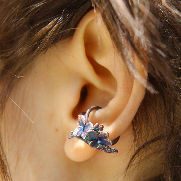 Cuff in silver, Thuja and Hydrangea , фото 3