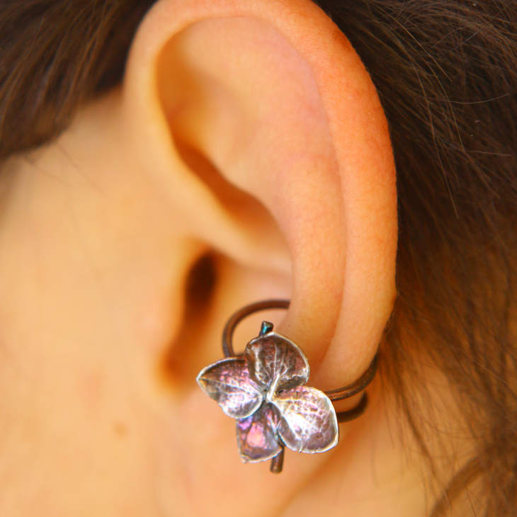 Cuff in silver, Hydrangea , фото 1