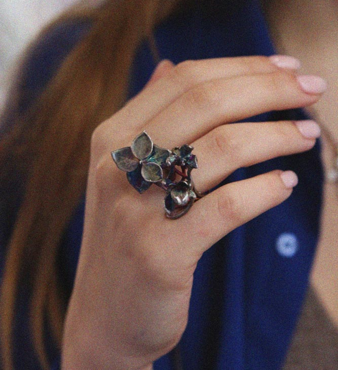 Кольцо в серебре Fleur de Magique, Гортензия, фото 2