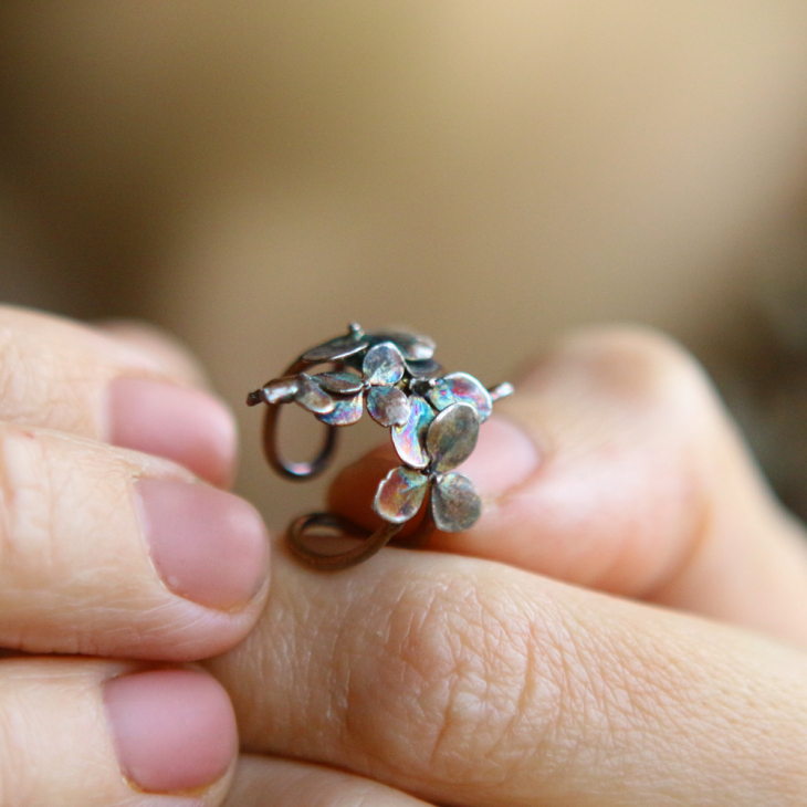 Cuff in silver, Hydrangea, фото 2