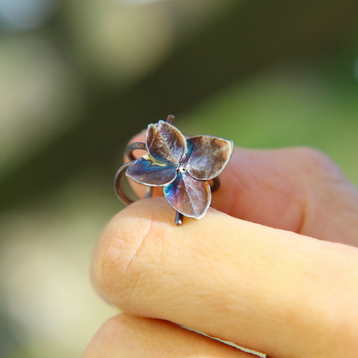 Cuff in silver, Hydrangea , фото 2