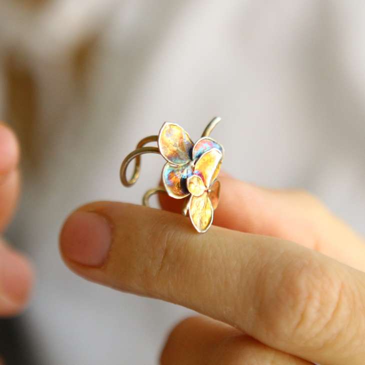 Cuff in silver, Hydrangea, фото 3