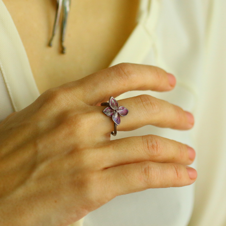 Ring in silver, Hydrangea , фото 2
