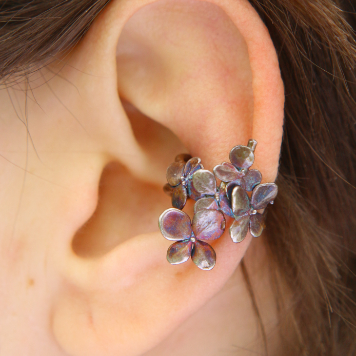 Cuff in silver, Hydrangea, фото 1