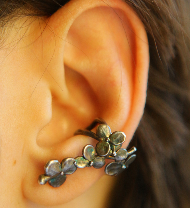 Cuff in silver, Hydrangea, фото 1