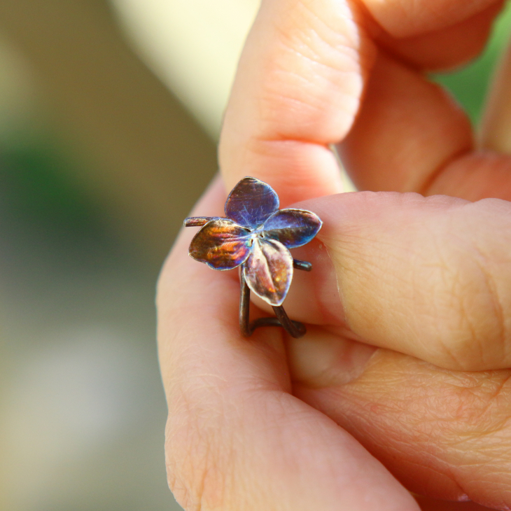 Cuff in silver, Hydrangea , фото 3