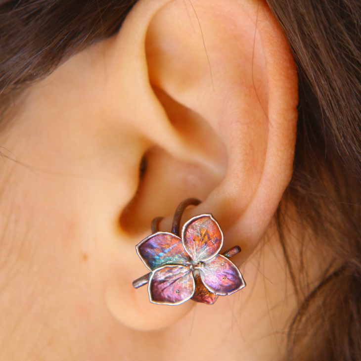 Cuff in silver, Hydrangea , фото 2