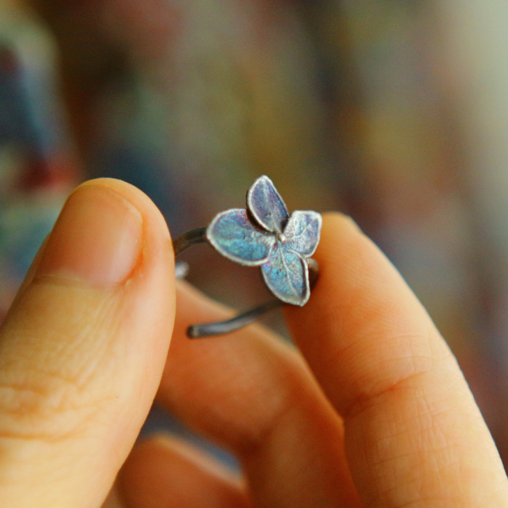 Ring in silver, Hydrangea , фото 2