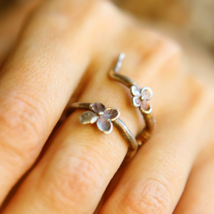 Ring in silver, Hydrangea , фото 2