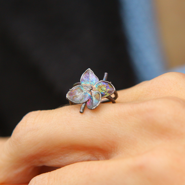 Cuff in silver, Hydrangea, фото 2