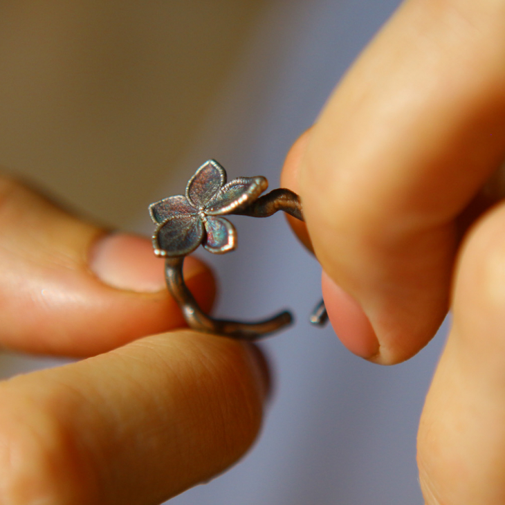 Ring in silver, Hydrangea , фото 3