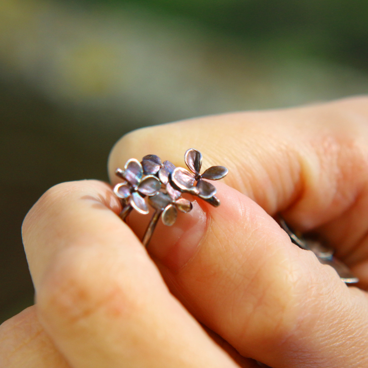 Cuff in silver, Hydrangea , фото 2