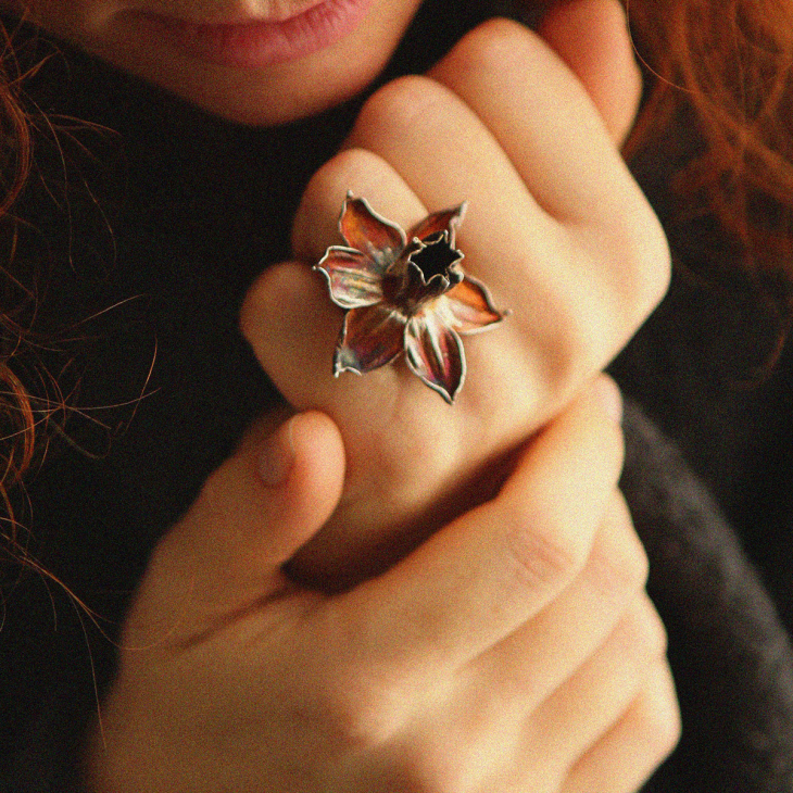 Кольцо в серебре Fleur de Magique, Нарцисс, фото 3