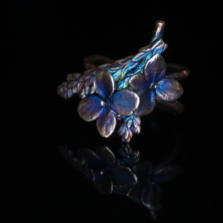 Cuff in silver, Thuja and Hydrangea , фото 2