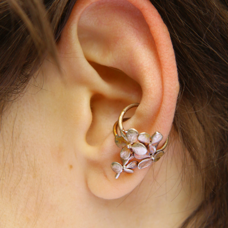 Cuff in silver, Hydrangea, фото 1