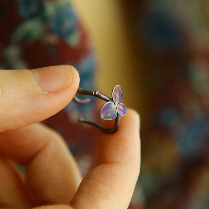 Ring in silver, Hydrangea , фото 2