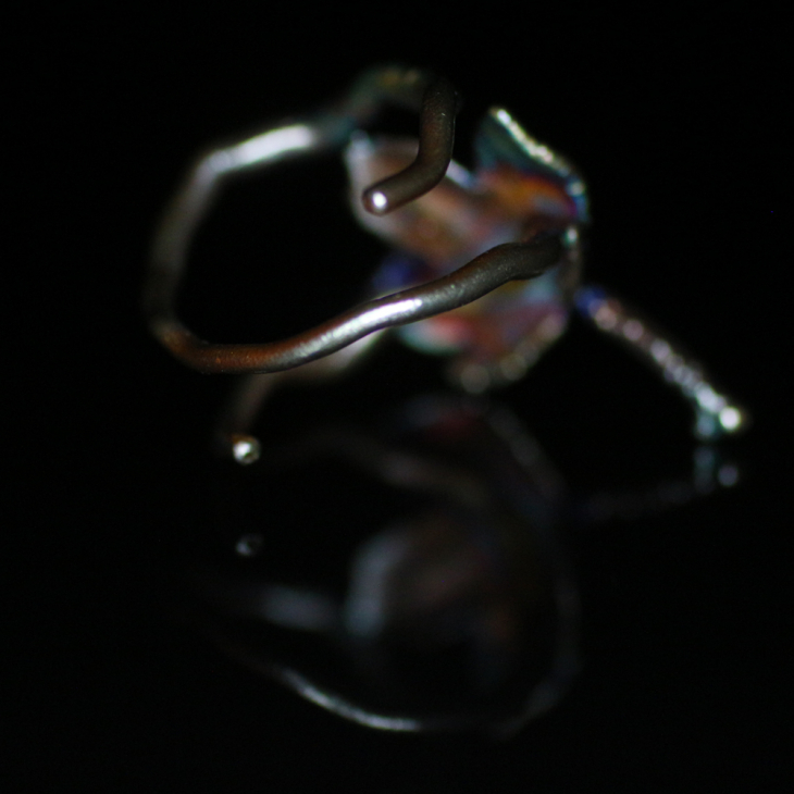Maple ring in colored silver, фото 6