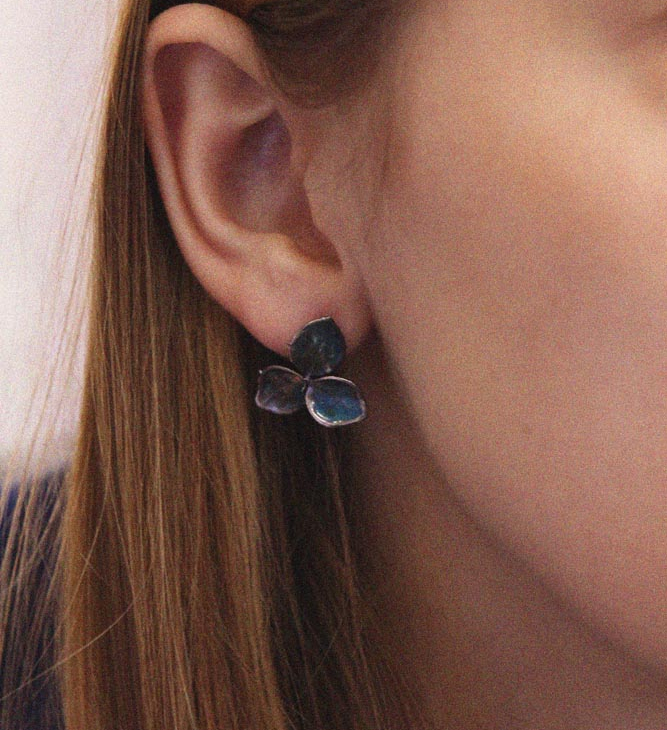 Серьги гвоздики в серебре Fleur de Magique, Гортензия, фото 2