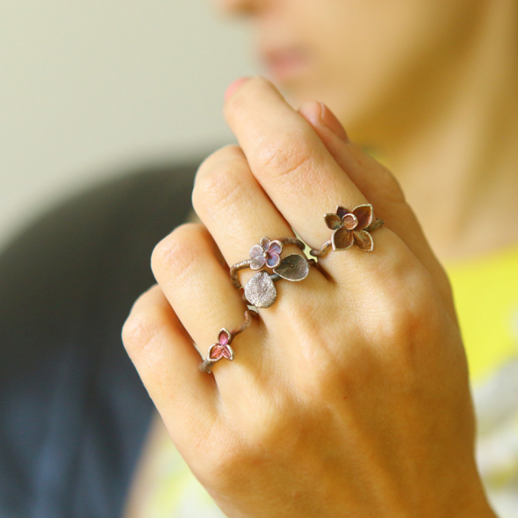 Rings in silver, Hydrangea , фото 1