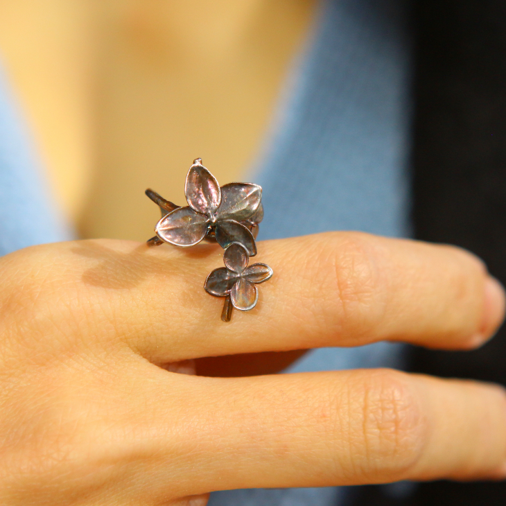 Cuff in silver, Hydrangea , фото 3