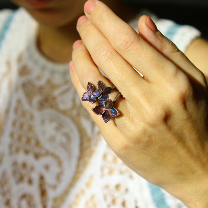 Ring in silver, Hydrangea , фото 3