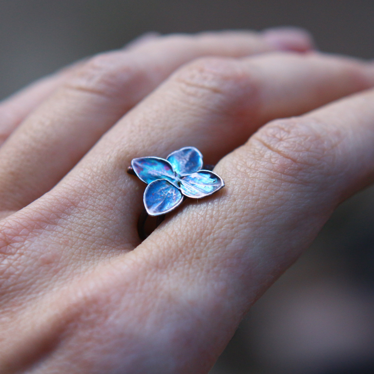 Cuff in silver, Hydrangea , фото 3