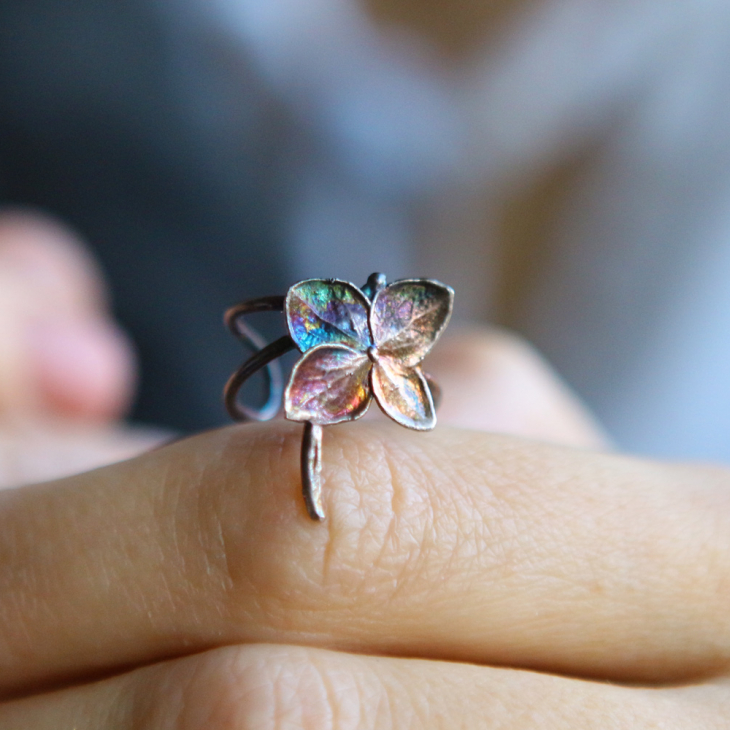 Cuff in silver, Hydrangea, фото 1