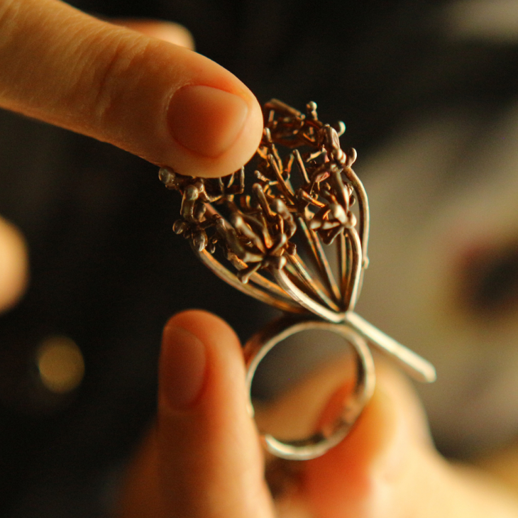 Fennel flower ring in colored silver, фото 6