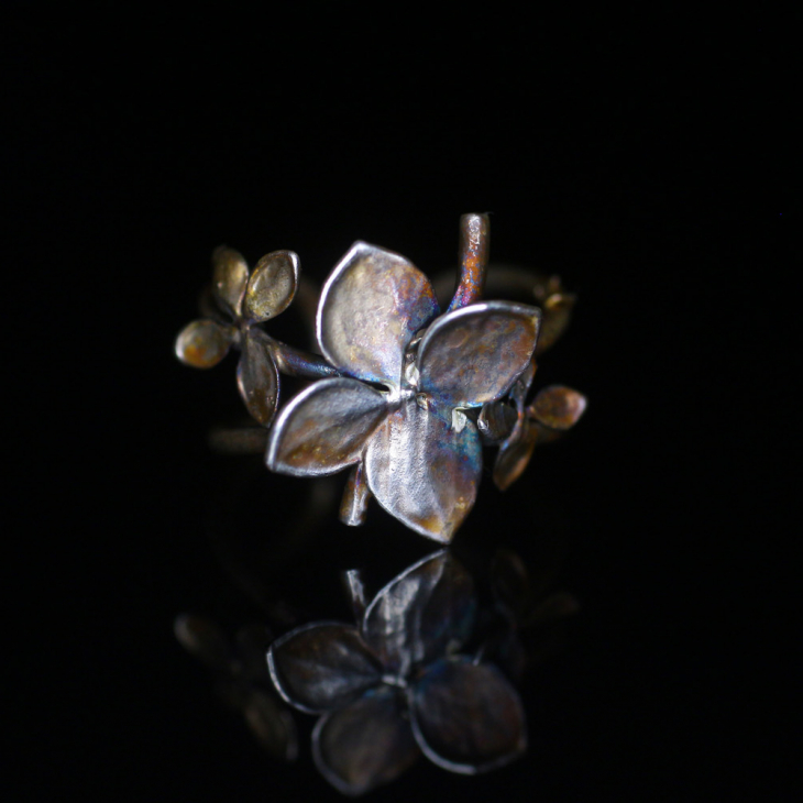 Cuff in silver, Hydrangea , фото 3