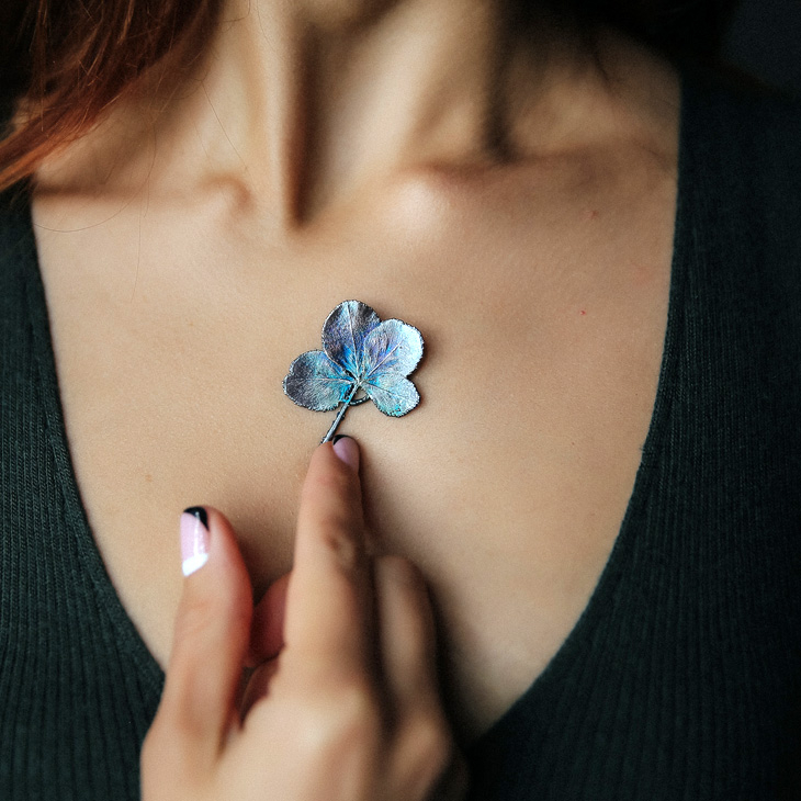 Кулон в серебре, Клевер, фото 4