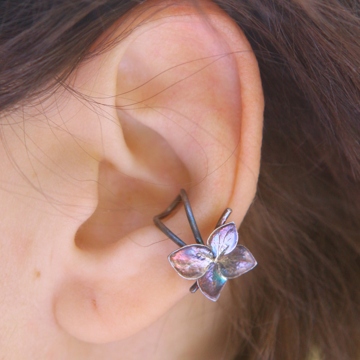 Cuff in silver, Hydrangea , фото 2