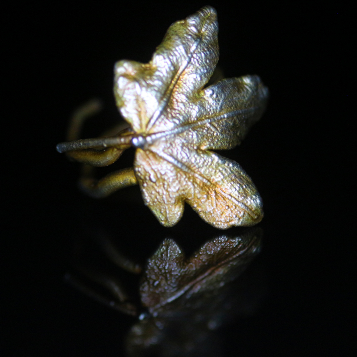 Maple ring in colored silver, фото 4