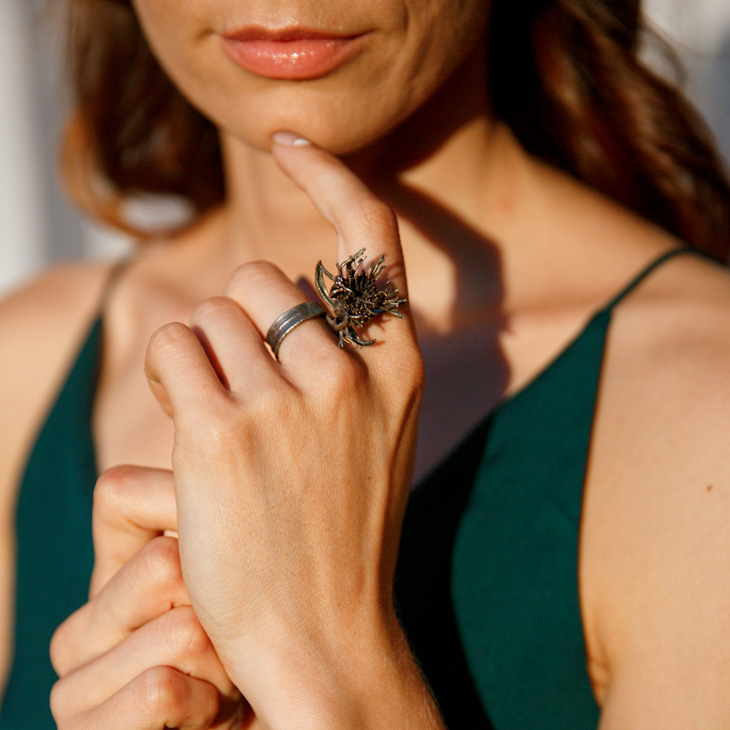 Кольцо в серебре Fleur de Magique, Василек, фото 3