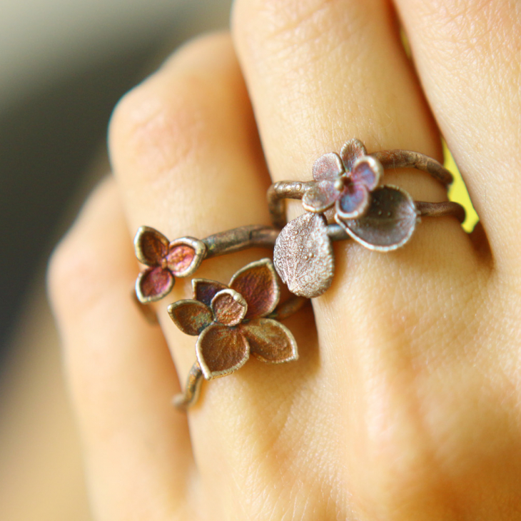 Rings in silver, Hydrangea , фото 6