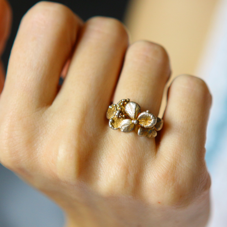 Ring in silver, Hydrangea , фото 2