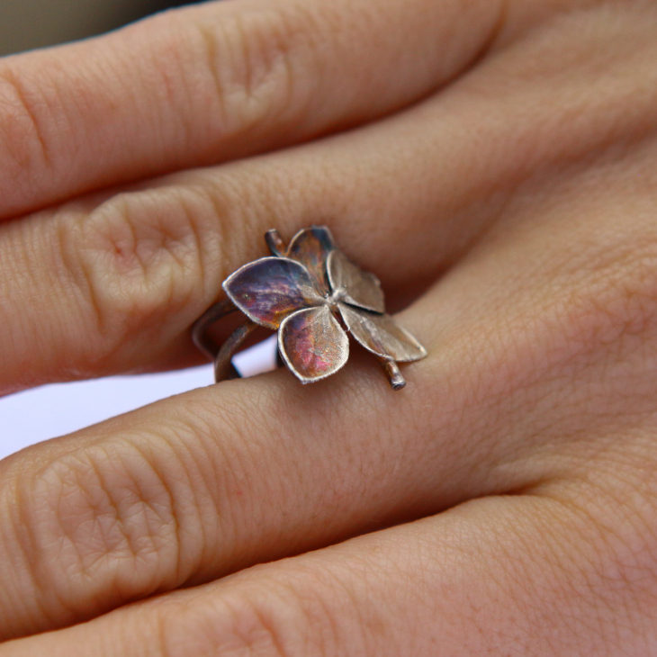 Cuff in silver, Hydrangea , фото 2