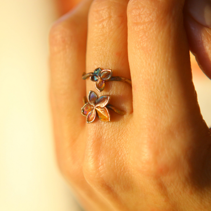 Ring in silver, Hydrangea , фото 2