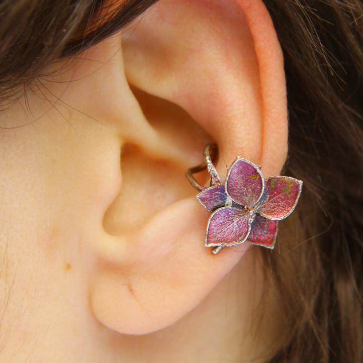 Cuff in silver, Hydrangea, фото 1